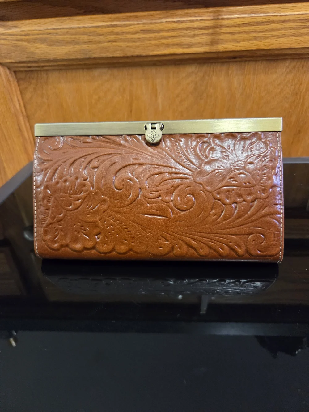 Patricia Nash Embossed Floral Leather Cauchy Wallet - Brown